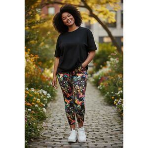 torrid Black Multicolor Abstract Print Leggings